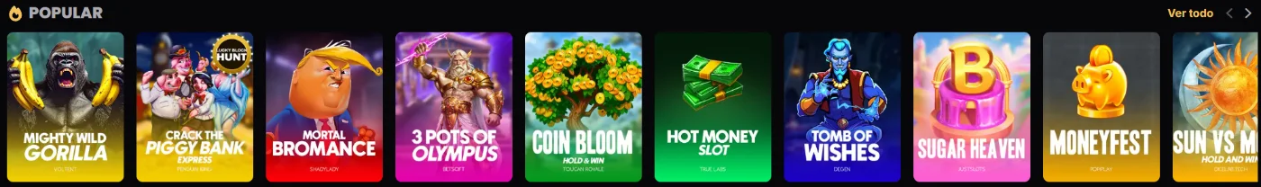 Lucky Block Casino selección de tragamonedas populares